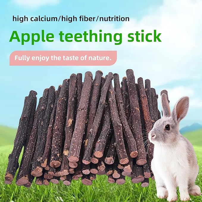 Libiline Natural Apple Wood Chew Sticks for Small Pets, Pet Toy (Brown, 500g)