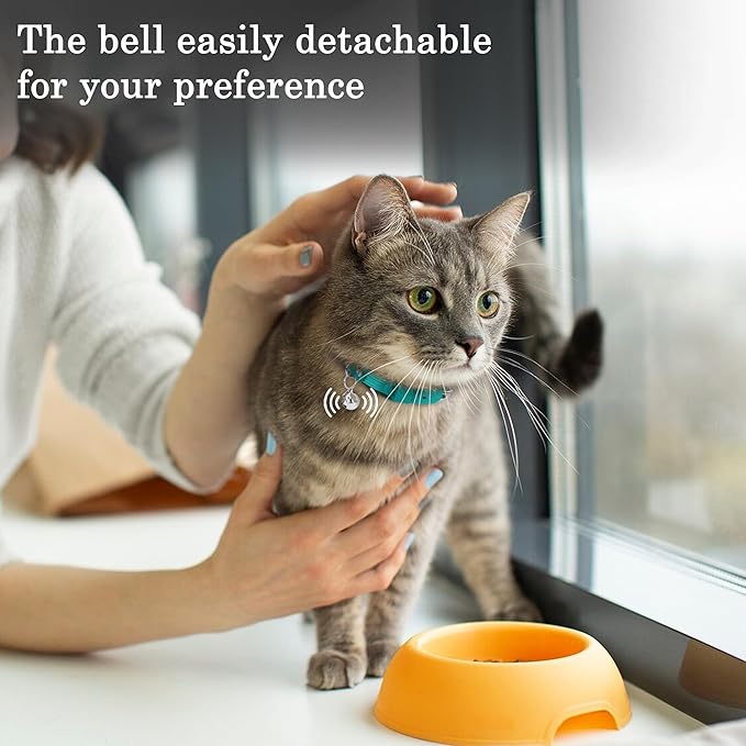 OOPSDOGGY Cat Collar for AirTag Holder, Leather Kitten Collars with Elastic Strap & Bell, Non Breakaway Adjustable Small Pet Collars for Indoor & Outdoor for Boy, Girl (Green)