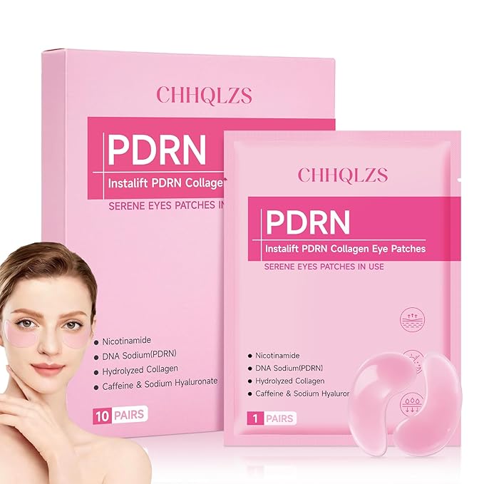Serene Eyes Patches with PDRN & Collagen, Upgraded Instant Anti-Wrinkle Eye Mask for Dark Circles & Puffy Eyes, Hyaluronic Acid Hydrating Under Eye Patches, Instalift Treatment, 10 Pairs