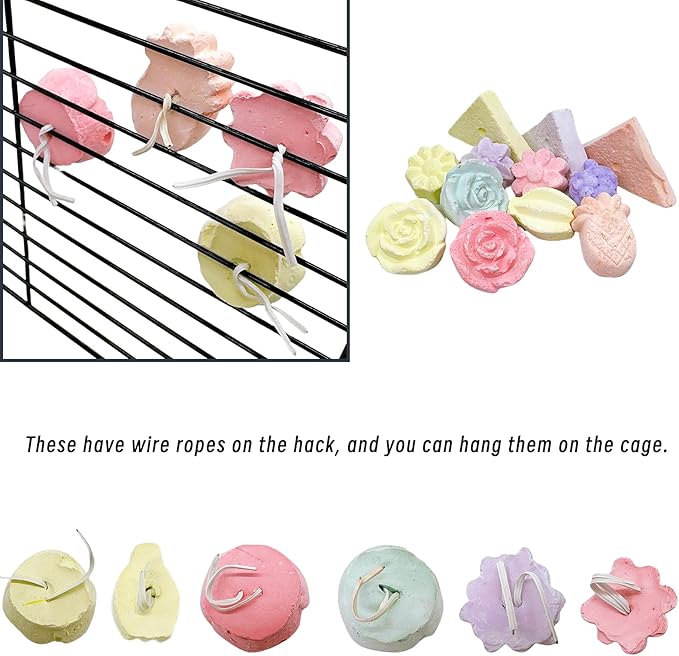 Tfwadmx Lava Block Chew Toys 12 Pcs Teeth Grinding Pet Block Pumice Calcium Stone Wood Sticks Toy for Chinchilla Hamster Mouse Squirrel Bunny or Other Small Animal