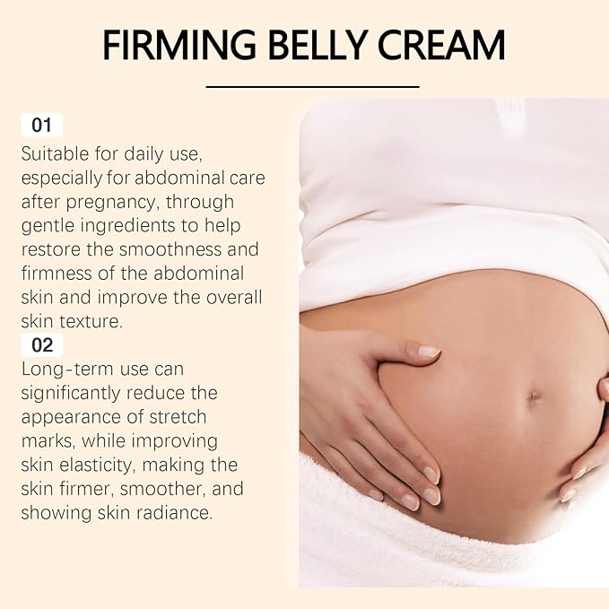 Firming Belly Cream for Stomach & Body – Skin Tightening & Moisturizing Lotion Stretch Mark & Cellulite Care, Lightweight Daily Use Tummy Cream – 100g