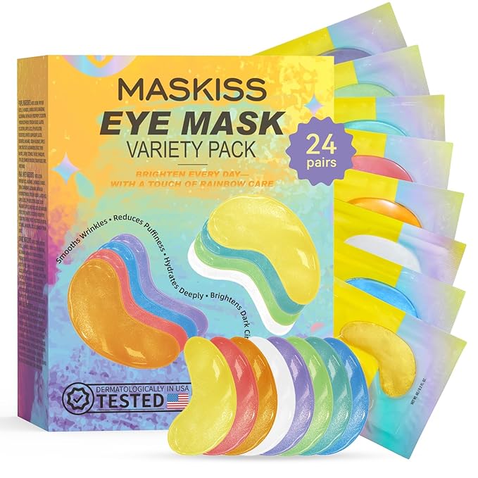 Under Eye Patches Variety Pack (24 Pairs), Easter Gifts for Her, Eye Masks for Dark Circles Puffy Eyes With 8 Colors (3 Pairs/Color), Vegan Skin Care Gifts for Women
