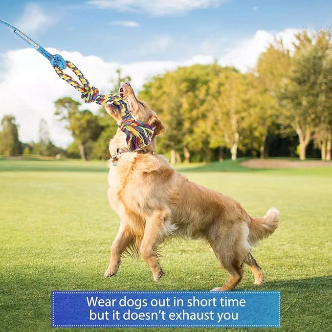 DIBBATU Flirt Pole for Dogs Interactive Dog Toys for Large Medium Small Dogs Chase and Tug of War, Dog Teaser Wand with Lure Chewing Toy for Dog Outdoor Exercise 1 pcs