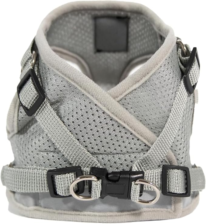 Travel Cat Harness and Leash Set - Adjustable Fit Mesh Cat Harness and Reflective Strap - Comfort Walking Vest for Kitten for Outdoor Walking, Hiking (Medium, Grey)