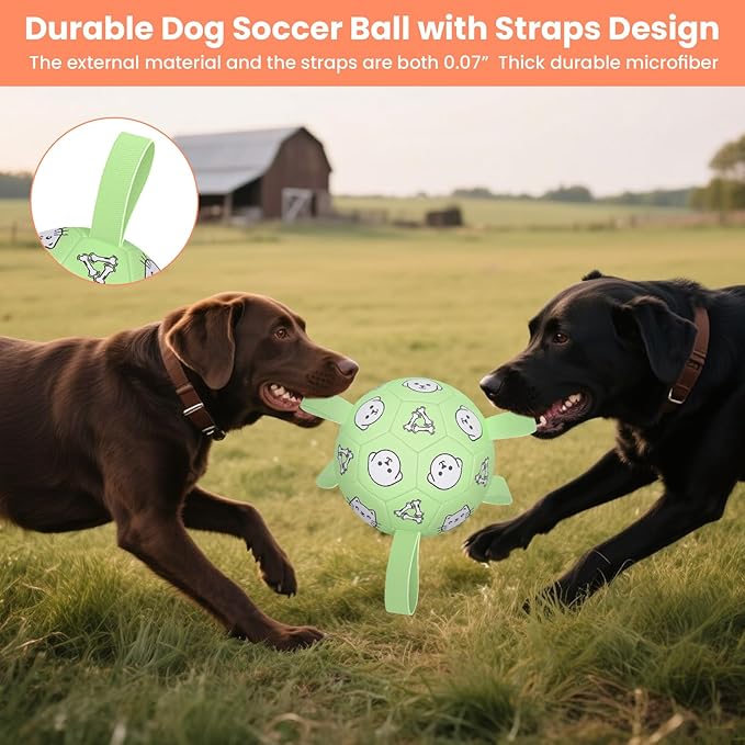 Dog Toy Soccer Ball with Grab Tabs, Durable Dog Soccer Ball, Dog Birthday Toys for Medium & Large Dogs, 8 Inch