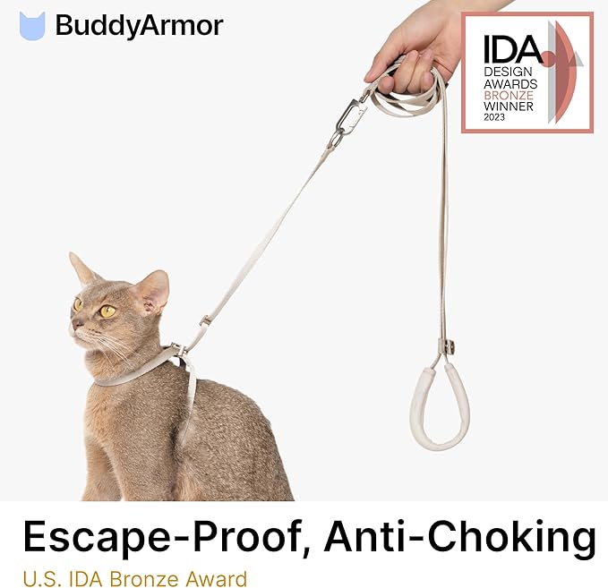 Cat Harness and Leash Set, Escape Proof Lightweight Cat Harness Leash with Padded Handle, Adjustable Leash Harness for Kitten>4lbs Small Large Cats Walking Training (Space Gray, M)