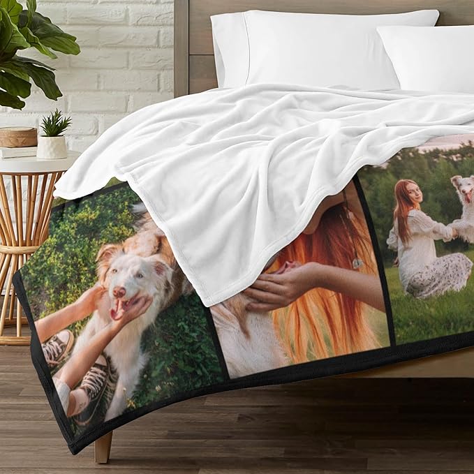 Artsadd Blankets with Pictures Customized, Dog Photos Personalized Blanket Custom Pet Loss Blanket for Mom Dad Friends