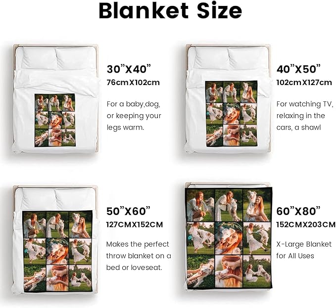 Artsadd Blankets with Pictures Customized, Dog Photos Personalized Blanket Custom Pet Loss Blanket for Mom Dad Friends