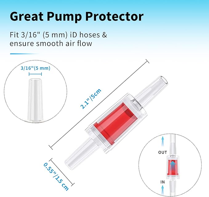 Premium 25FT 3/16inch Air Hose for Aquarium with Connector,Check Valve, Control Valve Accessories (Red, 25 ft.)