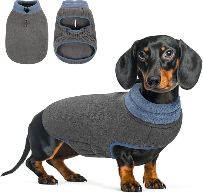 Queenmore Dog Sweater,Soft Fleece Vest Pullover Dogs Jacket with Elastic Stretchable,Warm Winter Dog Coats Cold Weather Doggy Dachshund Sweaters for Small Dogs Cats Boy or Girl (Grey, XS)