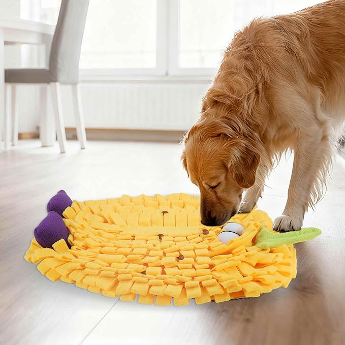 Snuffle Mat for Dogs, Plush Enrichment Feeding Mat for Mental Stimulation, Puppy Chew Mat to Keep Them Busy, for All Breeds Sizes, Yellow, 1 Pc