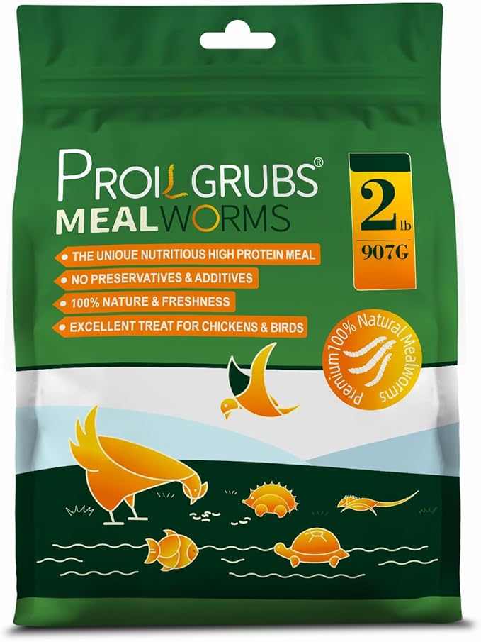 PROILGRUBS 2 LBS Dried Mealworms Super High Protein Nutritious Feed for Birds &Chickens - Organic Meal Worms for Laying Hens,Duck,Fish,Turtle,Reptil…