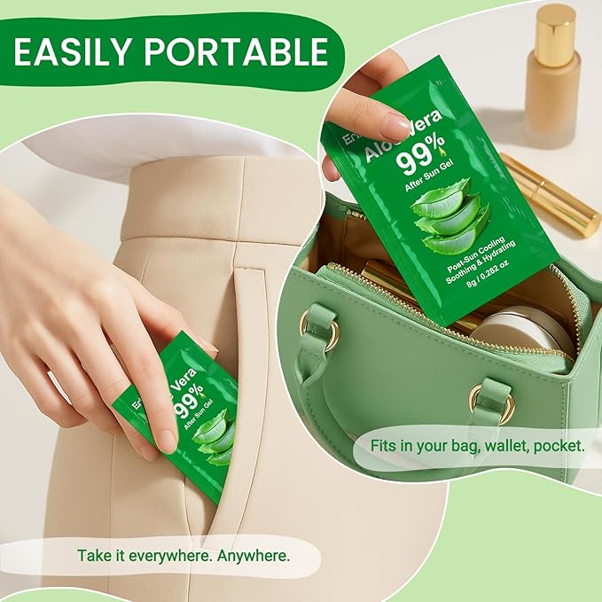 Erinde 30 Pack Aloe Vera Gel for Face, Hair & Body, 99% Pure Aloe Vera Gel for Sunburn Relief, After Sun Skin Care Relief, Skin Care Bulk Soothing Hydrating Aloe Gel Travel Size for All Skin Types