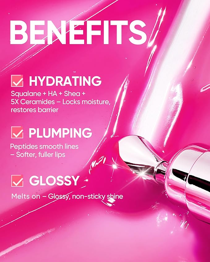 Peptide Brightening Lip Serum, Hydrating & Plumping Tinted Lip Gloss, Moisturizing Lip Balm with Polypeptides & Squalane for Glossy Sheer, Smooth Lips(10U Toast Brick)