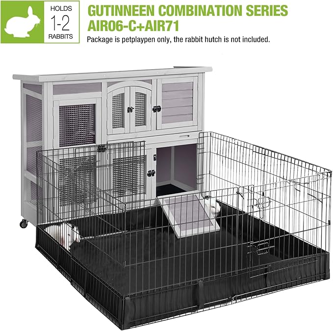 GUTINNEEN Rabbit Hutch Indoor Outdoor Bunny House Guinea Pig Cage on Wheel with Plastic Tray