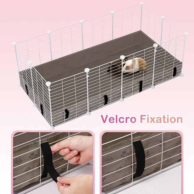 Waterproof Guinea Pig Cage Liner,Washable Tarp Bottom Base,Cage Liners for Small Animals,Hamster Chinchilla Hedgehog Ferret Rabbit. (Tan Brown-Paw, 24" X 48")