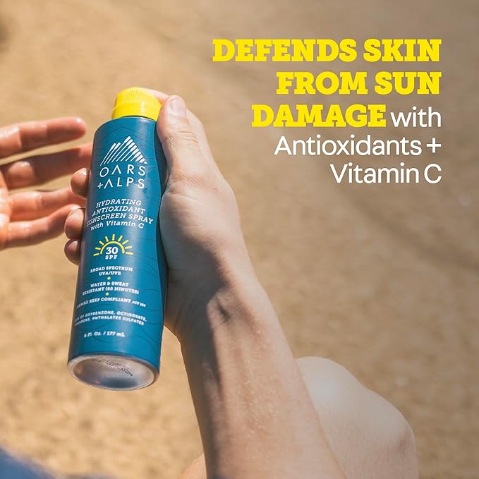 Oars + Alps SPF 30 Face & Body Broad Spectrum Sunscreen Spray | Fast-Absorbing, Lightweight, Non-Greasy, Hawaii Reef Act 104 Compliant, Water-Resistant, Octinoxate + Oxybenzone Free, 6 Oz, 2 Pack