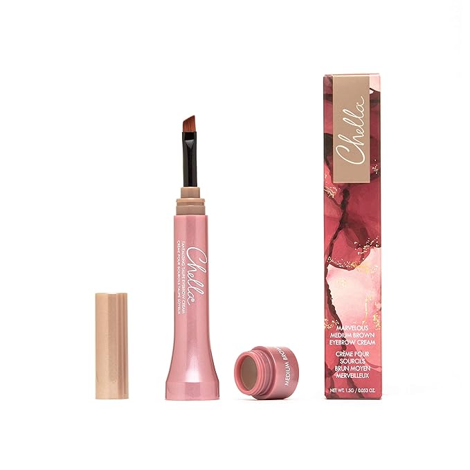 Chella Eyebrow Cream, Marvelous Medium Brown - Vegan, Cruelty Free, Paraben Free, Gluten Free Eyebrow Pomade Makeup - Long Wearing, Velvet Consistency, Water Resistant