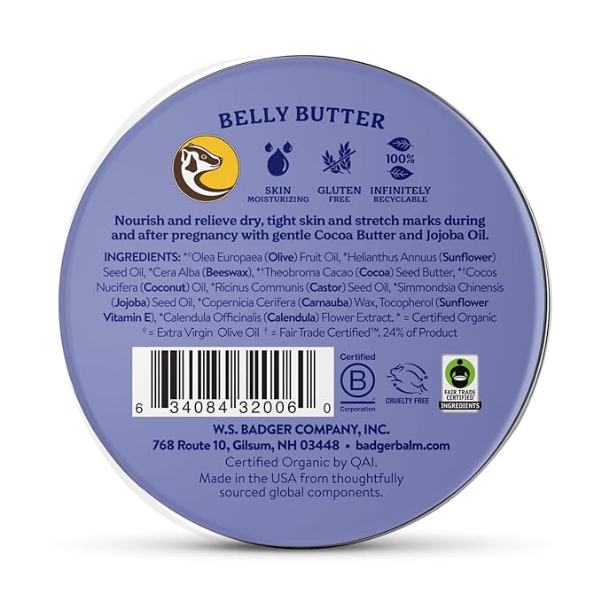 Badger Pregnant Belly Oil and Belly Butter, Rose & Vanilla, Certified Organic, Gentle & Soothing for Stretched Skin During & After Pregnancy