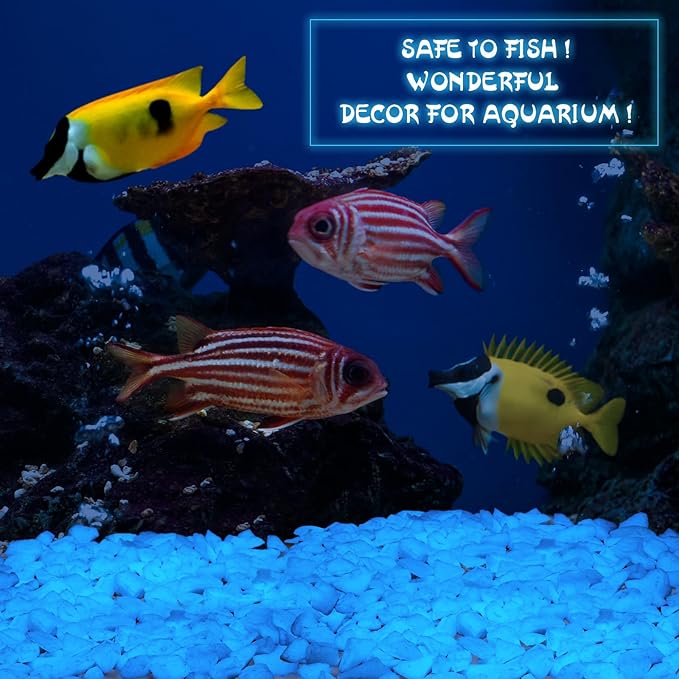 Wesiti Glow in The Dark Gravel, Fluorescent Glow in The Dark Rocks Decorations Fish Tank Rocks Decorative Aquarium Gravel Stones for Garden Room Planter Aesthetic, 300g/ 0.66lb (Sky Blue, 8-15 mm)