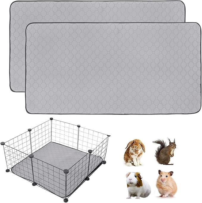 2Pack Guinea Pig Cage Liners, 28''X28'' Washable Guinea Pig Pee Pads, Non Slip Reusable Super Absorbent Guinea Pig Training Mat Bedding Fleece for Small Animals Hamster Rabbit Chinchilla Rat