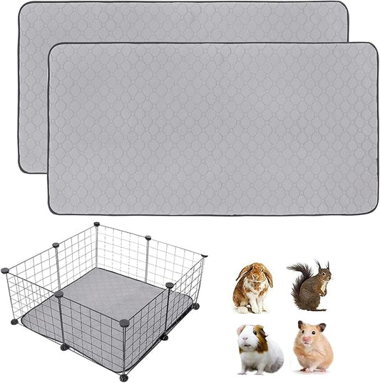 2Pack Guinea Pig Cage Liners, 28''X28'' Washable Guinea Pig Pee Pads, Non Slip Reusable Super Absorbent Guinea Pig Training Mat Bedding Fleece for Small Animals Hamster Rabbit Chinchilla Rat
