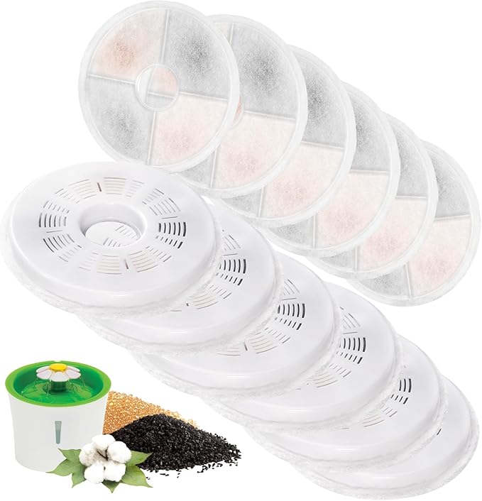 12 Pack Cat Water Fountain Replacement Filters Fit for 3L Flower Water Dispenser Automatic Pet Dog Cat Fountain Filter