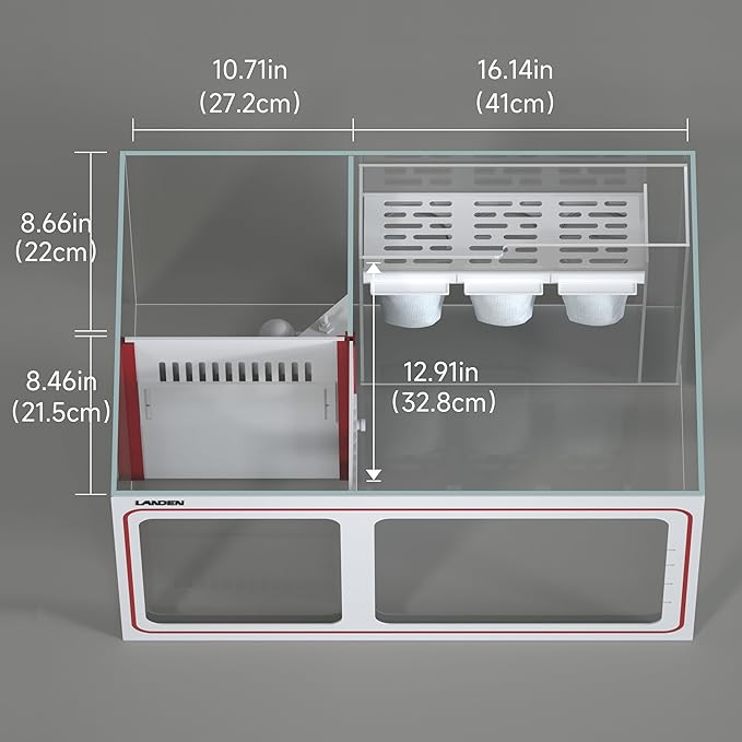 LANDEN RS 120 ReefStar Saltwater Aquarium Reef-Ready Sump Aquarium – 100 Gal Display + 45 Gal Sump | 47.2″×21.7″×20.9″ Tank + White Cabinet/Built-in Filtration