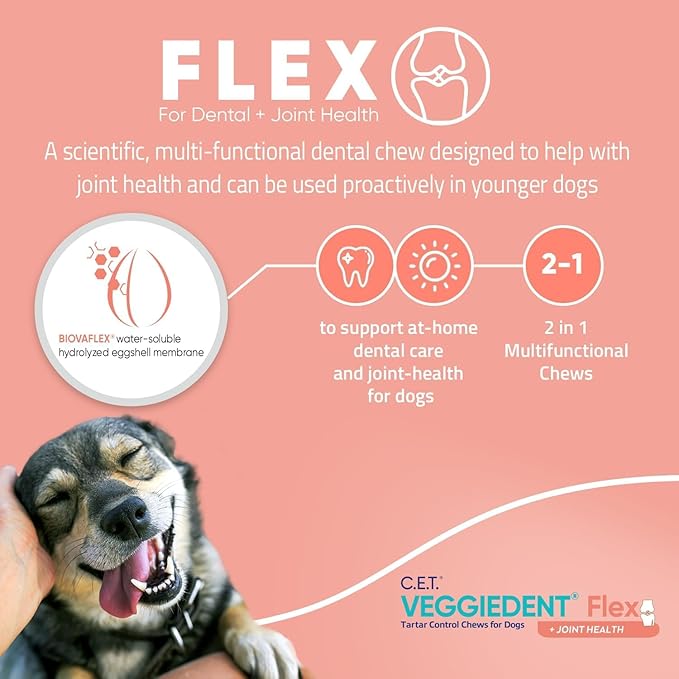 Virbac C.E.T. VEGGIEDENT Flex Tartar Control Chews for Dogs - Medium