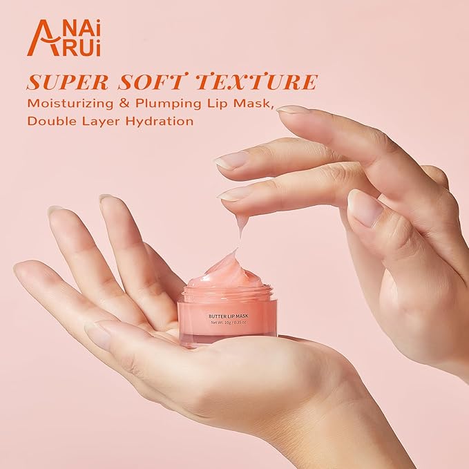 ANAI RUI Hydrating Lip Mask & Lip Scrub Set, Lip Overnight Treatment For A Softer & Smoother Pout, Lip Exfoliator Scrub and Moisturizer Set, Vegan & Cruelty-Free, Graperuit