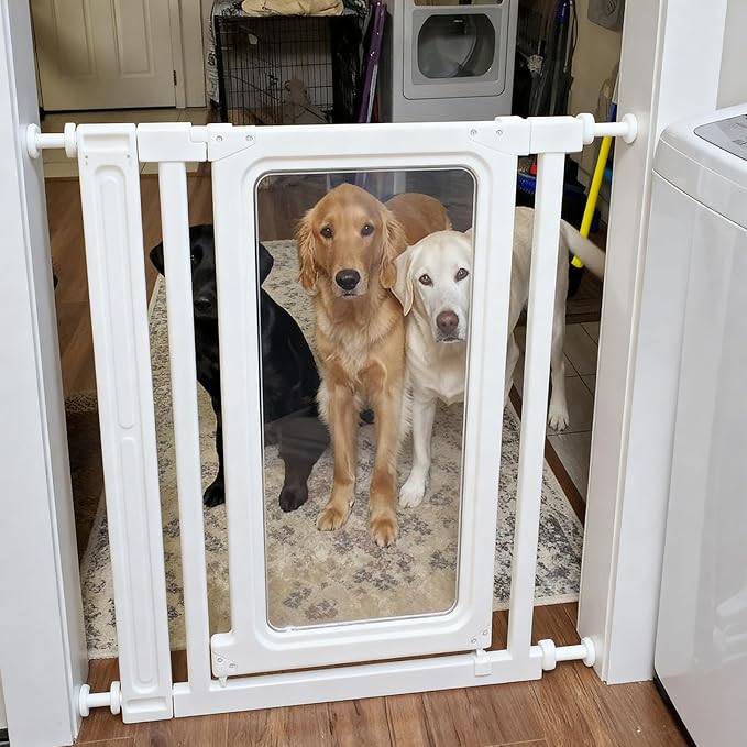 Dog Gate Stopper Cat Gate Pet Gate Playpen,Barrier Free for Stairs and Doorways Pressure Mounted Easy Install 27.4"-33.1" Adjustable Extra Wide Indoor to Step Over, 32.7" Tall (Extra Large)