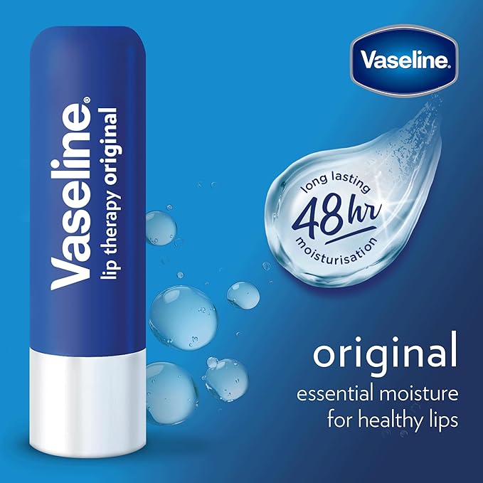 Vaseline Lip Therapy Care Original, Fast-Acting Nourishment, Ideal for Chapped, Dry, Cracked, or Damaged Lips, Lip Balm, 3-Pack of 2, 0.16 Oz Each, 6 Lip Balms
