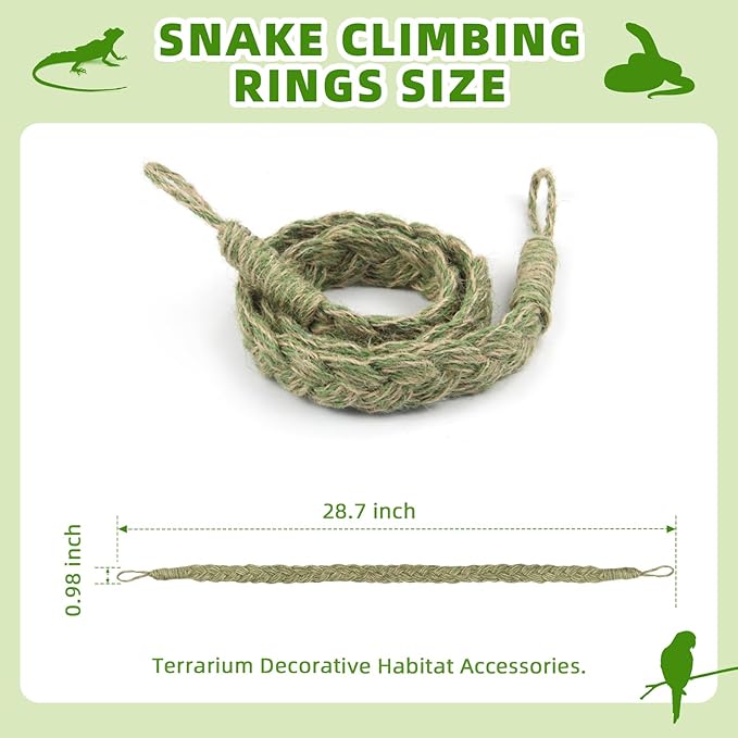 Snake Climbing Rope,Snakes Ladders Toys, Snake Enrichment Supplies, Small Reptile Tank Accessories, Reptile Climbing Toys for Ball Python Corn Hermit Crab Lizards Geckos (Green)