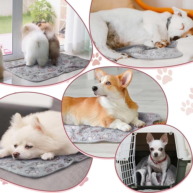 Reginary 4 Pcs Waterproof Guinea Pig Blankets Washable Small Animal Fleece Bedding Guinea Pig Cage Liners Reusable Training Pads Pet Pee Pad Sleep Mat for Hamster(Adorable Paw,12 x 12 Inch)