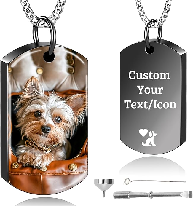 Custom Pet Necklace, Personalized Dogs Necklaces for Women, Dogs Remembrance Jewelry, Picture Necklace Personalized Photo, Customized Dog Memorial Gifts for Loss of Dog