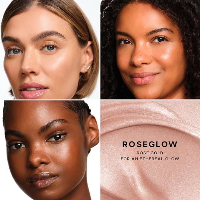 Saie Mini Glowy Super Gel Trio Gift Set - Lightweight Makeup Primer & All-Over Liquid Highlighter for Instant Glowy, Glass Skin - With Glycerin & Squalane - Starglow, Roseglow & Sunglow (0.5 oz Each)
