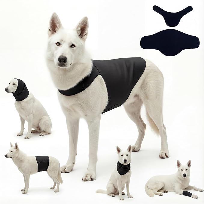 DAJIDALI® Modular Dog & Cat Anxiety Jacket, 2-Piece Calming Vest with Detachable Ear Hood, Silent Self-Adhesive Fabric, Thunder Relief & Post-Surgery Recovery Wrap