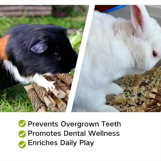 15pcs Rabbits Chew Toy,Natural Seagrass Sweet Bamboo Chew Stick for Small Animals,Bunny Cage Chew Toys and Treats for Guinea Pigs Chinchillas Hamsters Rats