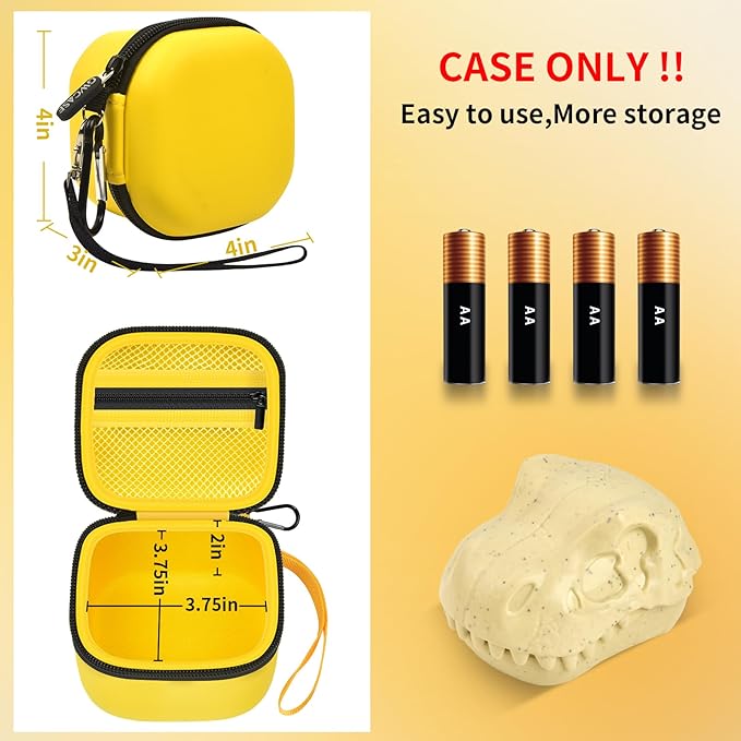 GWCASE Case Compatible with Bitzee Dinosaur Skull– Yellow with Black Zipper，Case Only