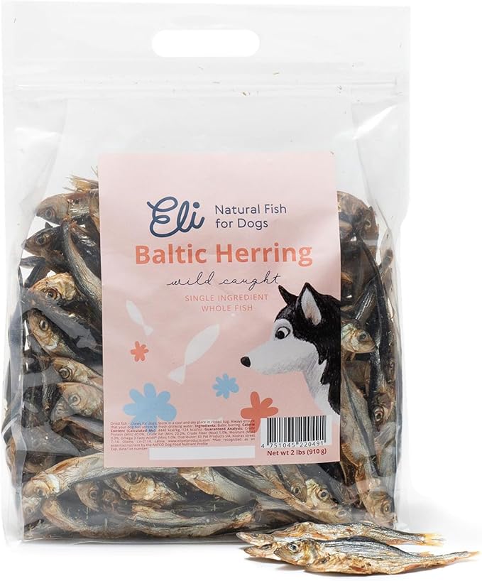Eli Baltic Herring – A Natural, Protein-Packed Dog Treat Made from Whole Small Fish, Rich in Omega-3, Ideal as a Flavorful Snack or Meal Topper, Single Ingredient, Grain Free, Air Dried – 2 Lbs