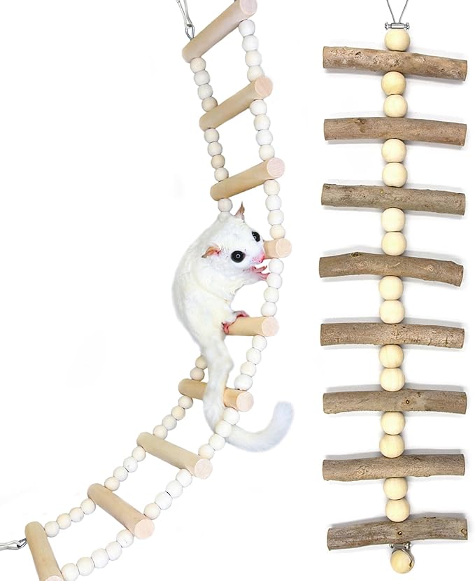 2Pcs Sugar Glider Ladder Climbing Ladder Toys, Enrichment Activity Sugar Glider Cage Accessories, Stimulating Hanging Small Pet Climbing Ropes for Rats, Hamster Parrots and Budgies