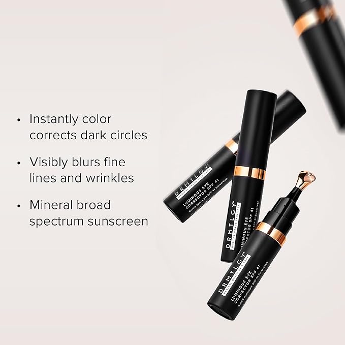 DRMTLGY Luminous Eye Corrector SPF 41, Under Eye Color Corrector for Dark Circles, Anti-Aging Tinted Eye Cream, Hydrating Eye Serum with Peach Undertone, Deep
