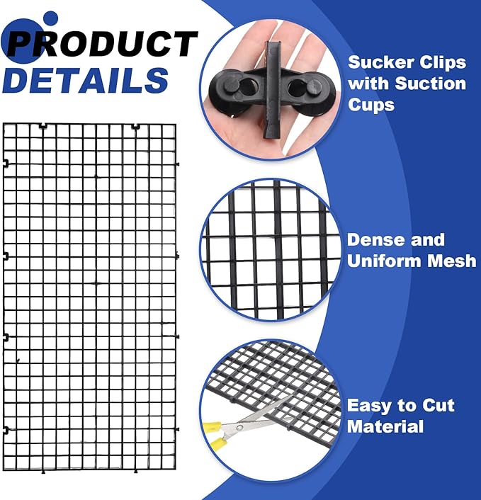 uxcell 2Pcs Aquarium Fish Tank Divider, 12x6 Inch Plastic Egg Crate Light Diffuser Grid Filter Bottom Partition Separator with Sucker Clips and Suction Cups for Aquarium, Black
