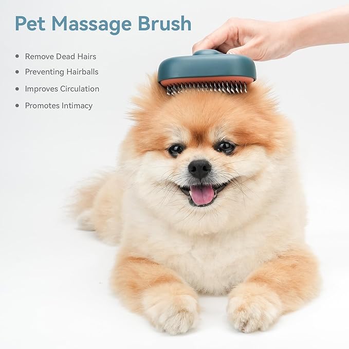 Aumuca Self-Cleaning Shedding Brush for Dogs & Cats, Gentle Deshedding Tool for Long & Short Hair Pets, Easy Hair Removal Grooming Brush for Puppies