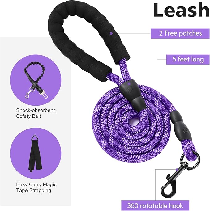 No Pull Tactical Dog Harness for Small Dogs, Escape Proof Molle Dog Vest Harness and Leash Set, Adjustable Military Service Dog Harness with Handle for Medium Large Dogs (Purple, Small)