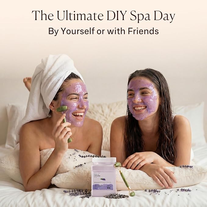 Jelly Face Mask for Facials - Lavender Hydrating & Brightening Jelly Mask with Free Jade Roller & Spatula | Professional Hydrojelly Masks | Vajacial Jelly Mask | 23 Oz | International Womens Day Gifts