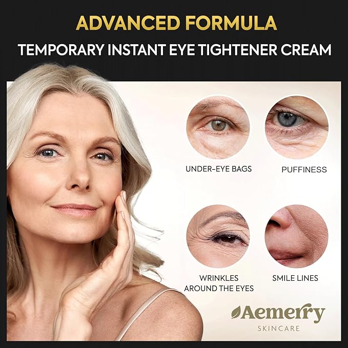 Temporary Instant Eye Tightener Cream: Reduces Eye Bags, Puffiness, Smooths Wrinkles, Fine Lines – Anti-Aging Formula,Temporarily Firms, Lifts & Smooths Under Eye & Face Area – 1 oz