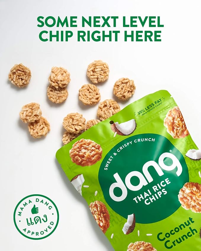 Dang Thai Rice Chips | Coconut Crunch | 4 Pack | Vegan, Gluten Free, Non Gmo Rice Crisps, Healthy Snacks Made with Whole Foods | 3.5 Oz Resealable Bags