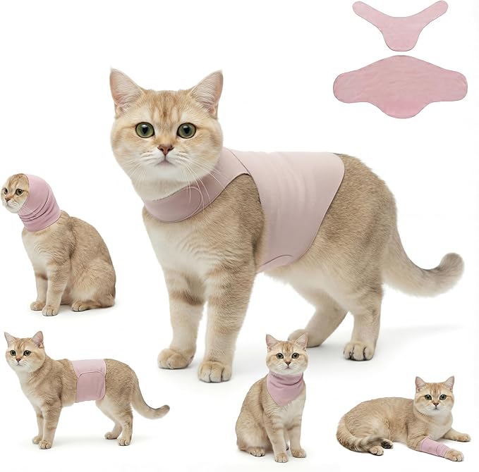 DAJIDALI® Modular Dog & Cat Anxiety Jacket, 2-Piece Calming Vest with Detachable Ear Hood, Silent Self-Adhesive Fabric, Thunder Relief & Post-Surgery Recovery Wrap