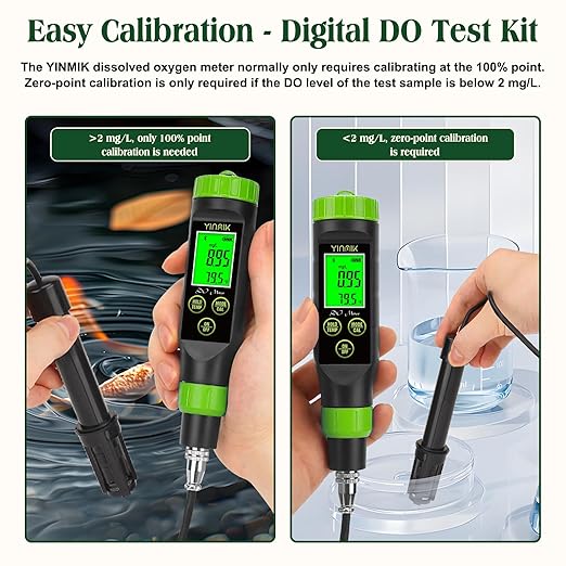 Smart Dissolved Oxygen Meter | Portable DO Meter for Pond, YINMIK Aquaponic Dissolved Oxygen Test Kit, Digital Dissolved Oxygen Tester for Aquarium, Fish Tank, Hydroponic, Beer Wort, Lake, Aquaculture